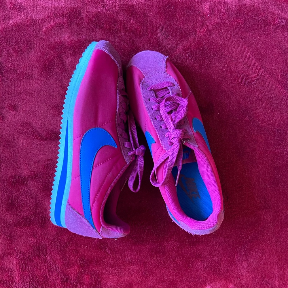 Fuchsia and Blue Nike Cortez